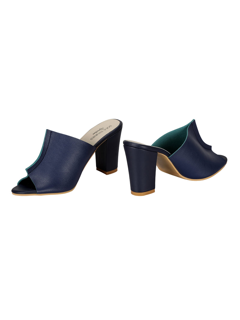 Two Toned Mules | Navy