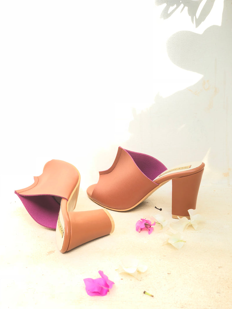 Two Toned Mules | Tan